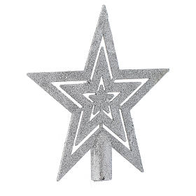 Christmas tree ornaments in wood and pvc: Christmas Tree star shaped topper, silver colour