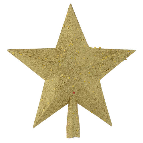 Ozdoba na czubek choinki gwiazda  pozłacana z brokatem 1