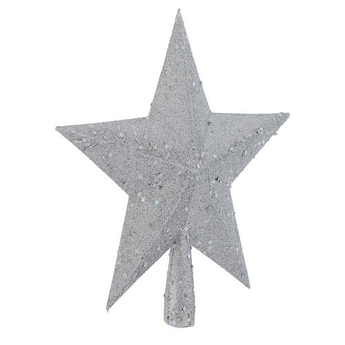 Ponteira árvore de Natal estrela glitter prata 2