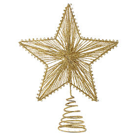 Enfeites para Árvore de Natal em Madeira e PVC: Ponteira 25 cm estrela para árvore de Natal cor dourada Enfeites para Árvore de Natal em Madeira e PVC: Ponteira 25 cm estrela para árvore de Natal cor dourada