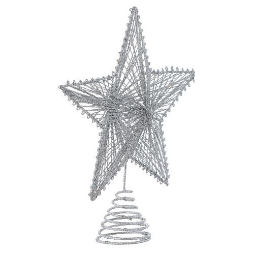 Punta 25 cm Estrella para el Árbol de Navidad color plata 2