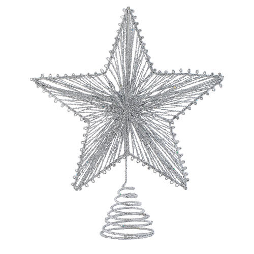 Ponteira 25 cm estrela para árvore de Natal cor prateada 1