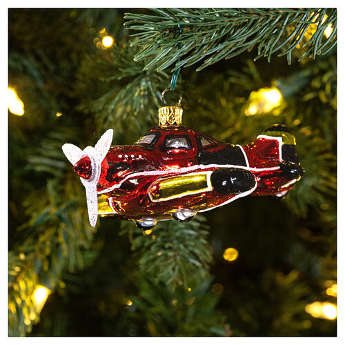 Blown glass Christmas ornament, aircraft 2