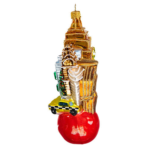 Blown glass Christmas ornament, New York landscape with apple 4