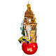 Blown glass Christmas ornament, New York landscape with apple s4