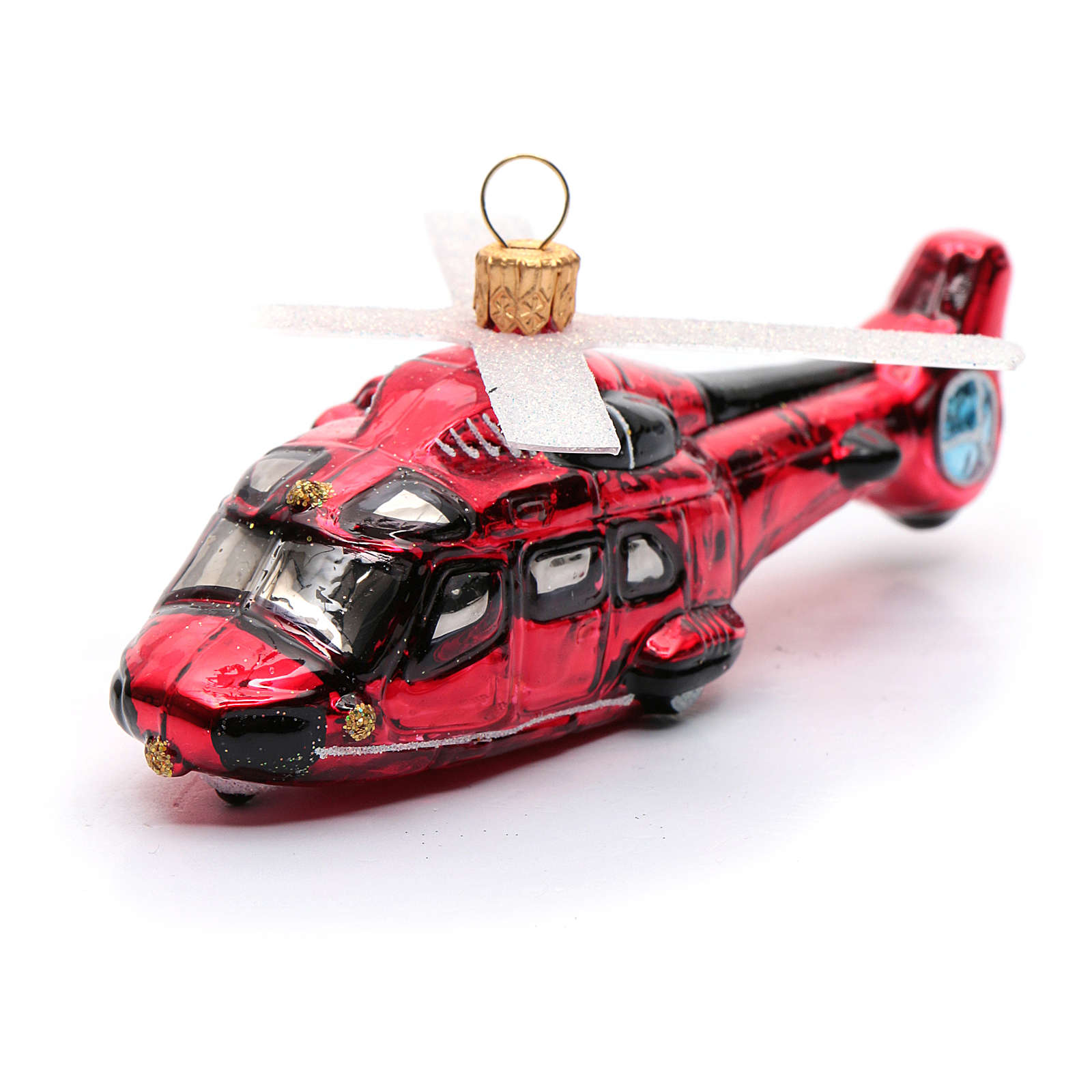 Blown glass Christmas ornament, red helicopter  online sales on