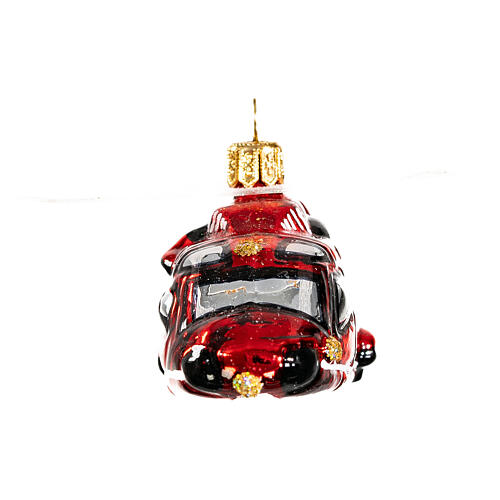 Blown glass Christmas ornament, red helicopter 5