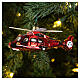 Blown glass Christmas ornament, red helicopter s2