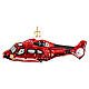Blown glass Christmas ornament, red helicopter s1