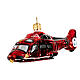 Blown glass Christmas ornament, red helicopter s3