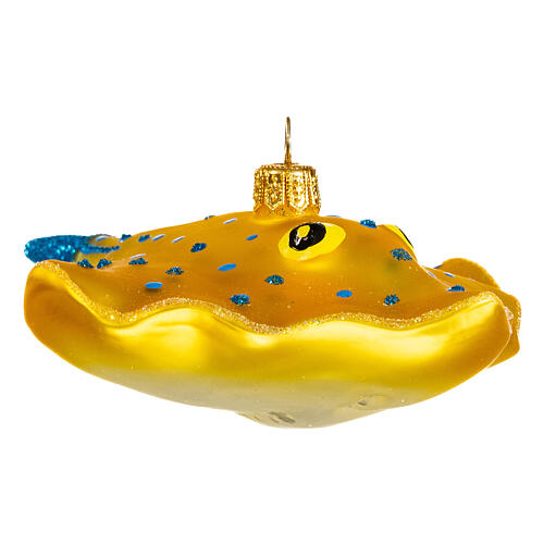 Blown glass Christmas ornament, yellow manta 4