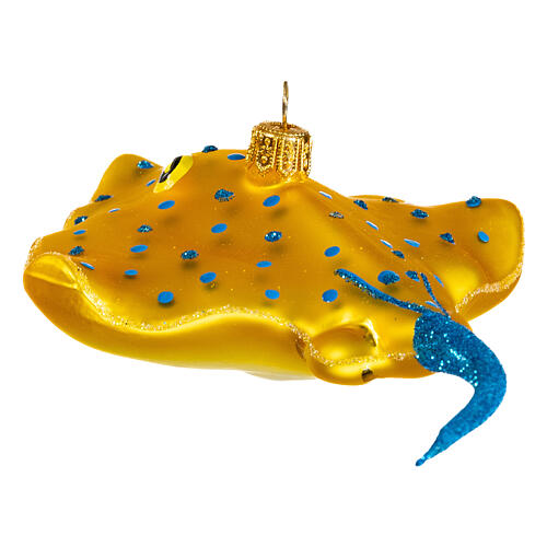 Blown glass Christmas ornament, yellow manta 5