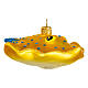 Blown glass Christmas ornament, yellow manta s4