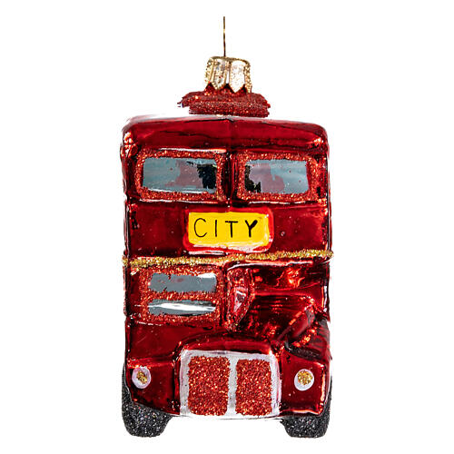 Autocarro de Londres vidro soprado adorno árvore Natal 6