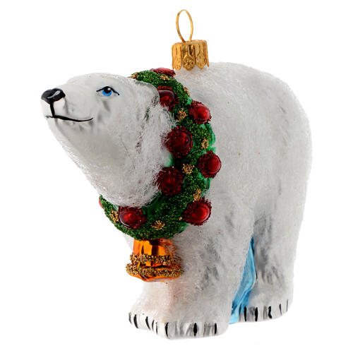 Urso polar vidro soprado adorno árvore Natal 1