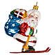 Blown glass Christmas ornament, Santa Claus on ski s1