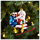 Blown glass Christmas ornament, Santa Claus on ski s2