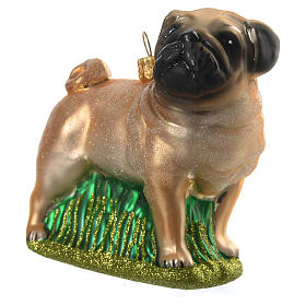 Chien carlin décor verre soufflé sapin Noël