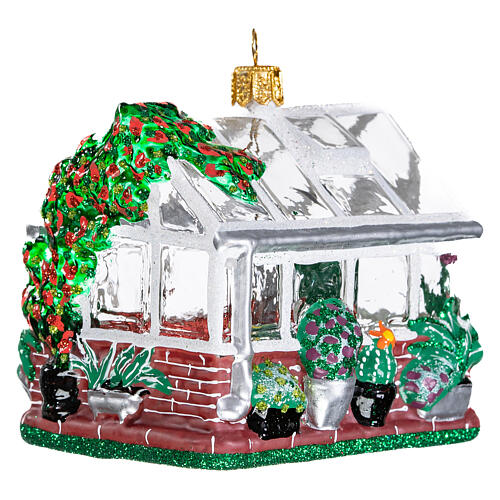 Blown glass Christmas ornament, greenhouse 4