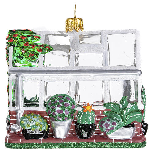 Blown glass Christmas ornament, greenhouse 4