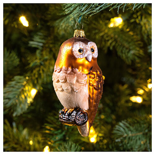 Blown glass Christmas ornament, owl 2