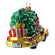 Blown glass Christmas ornament, New York taxi with Christmas tree s7