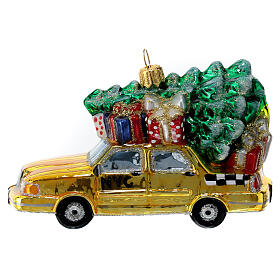 Taxi New York avec sapin décor verre soufflé sapin Noël