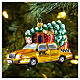 Blown glass Christmas ornament, New York taxi with Christmas tree s2