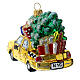 Blown glass Christmas ornament, New York taxi with Christmas tree s5