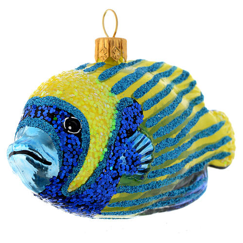 Blown glass Christmas ornament, emperor angelfish 3