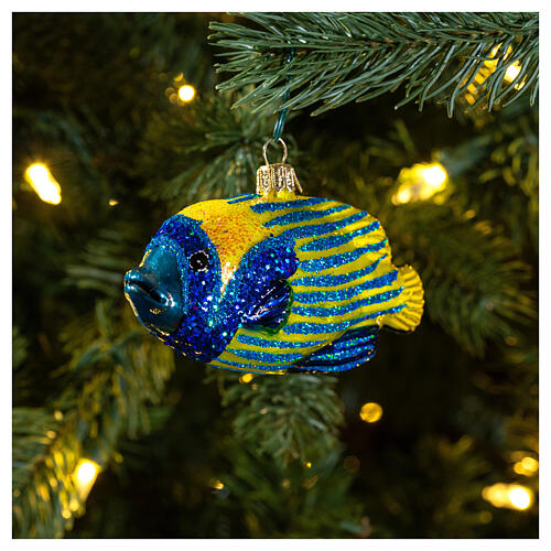 Emperor angelfis, bhlown glass Christmas ornament 2