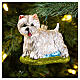 Blown glass Christmas ornament, Westie dog s2