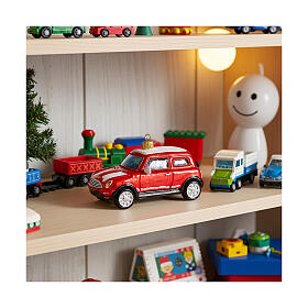Coche Mini Cooper rojo adorno vidrio soplado Árbol de Navidad