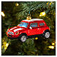 Mini Cooper vermelho adorno vidro soprado árvore Natal s2
