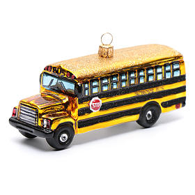 Blown glass ornaments: Blown glass Christmas ornament, school bus
