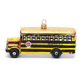 Adornos de vidrio soplado para Árbol de Navidad: Bus escolar adorno vidrio soplado Árbol de Navidad