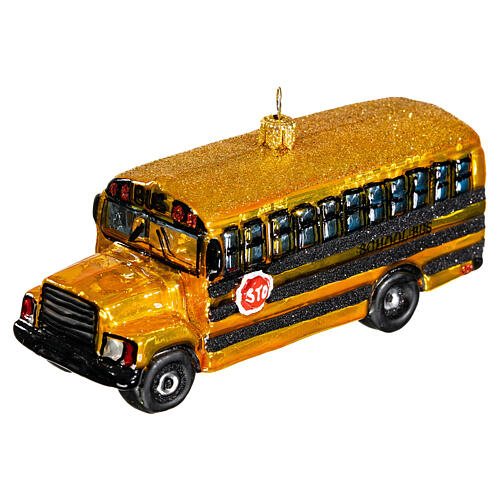 Autocarro escolar adorno vidro soprado árvore Natal 3