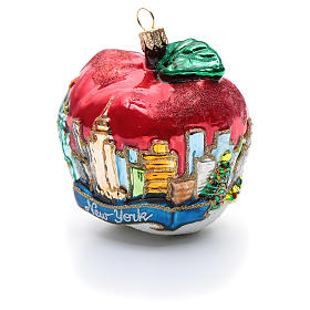 New York-Ansicht auf Apfel, Weihnachtsbaumschmuck aus mundgeblasenem Glas