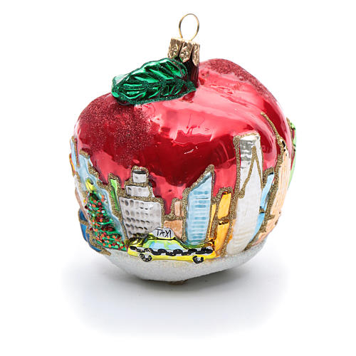 New York Apple decorazione vetro soffiato Albero Natale 7