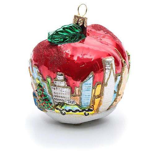 New York Apple decorazione vetro soffiato Albero Natale 3