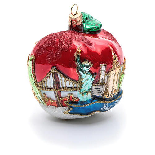 New York City Apple Symbol Glass Christmas Ornament 