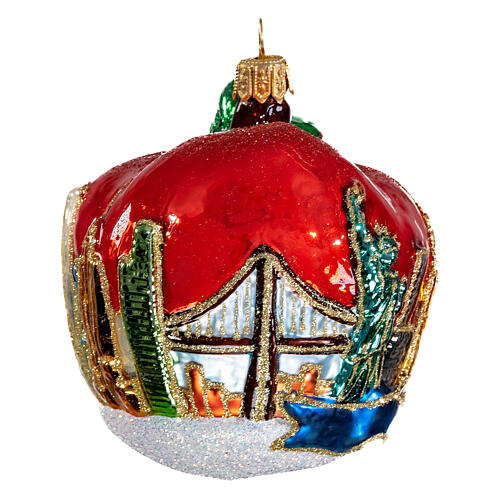 Blown glass Christmas ornament, New York Apple 4