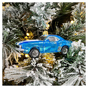 Blauer Mustang, Weihnachtsbaumschmuck aus mundgeblasenem Glas