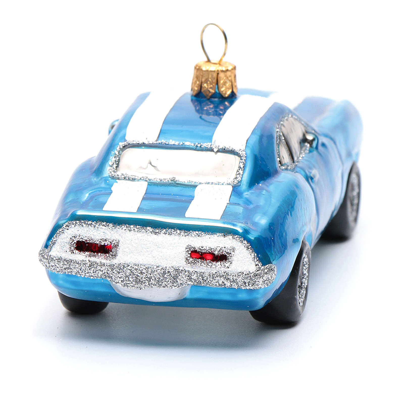 Blown glass Christmas ornament, blue Mustang online sales on