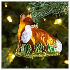 Blown glass Christmas ornament, fox