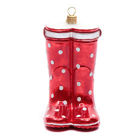 Blown glass ornaments: Blown glass Christmas ornament, red boots