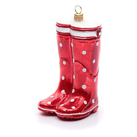 Décorations sapin verre soufflé: Décoration verre soufflé pour sapin bottes rouges