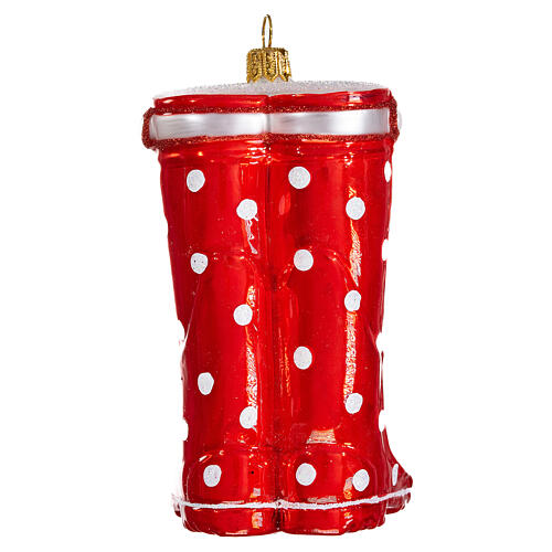 Stivale rosso decorazione vetro soffiato Albero Natale 5