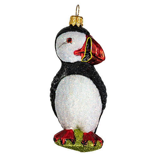 Blown glass Christmas ornament, arctic puffin 4