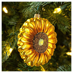 Sonnenblume, Weihnachtsbaumschmuck aus mundgeblasenem Glas